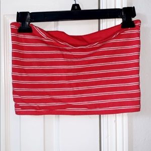 pink and white tube top